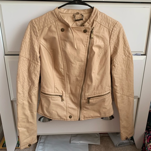 JouJou vintage beige/tan vegan faux leather jacket - Picture 3 of 4